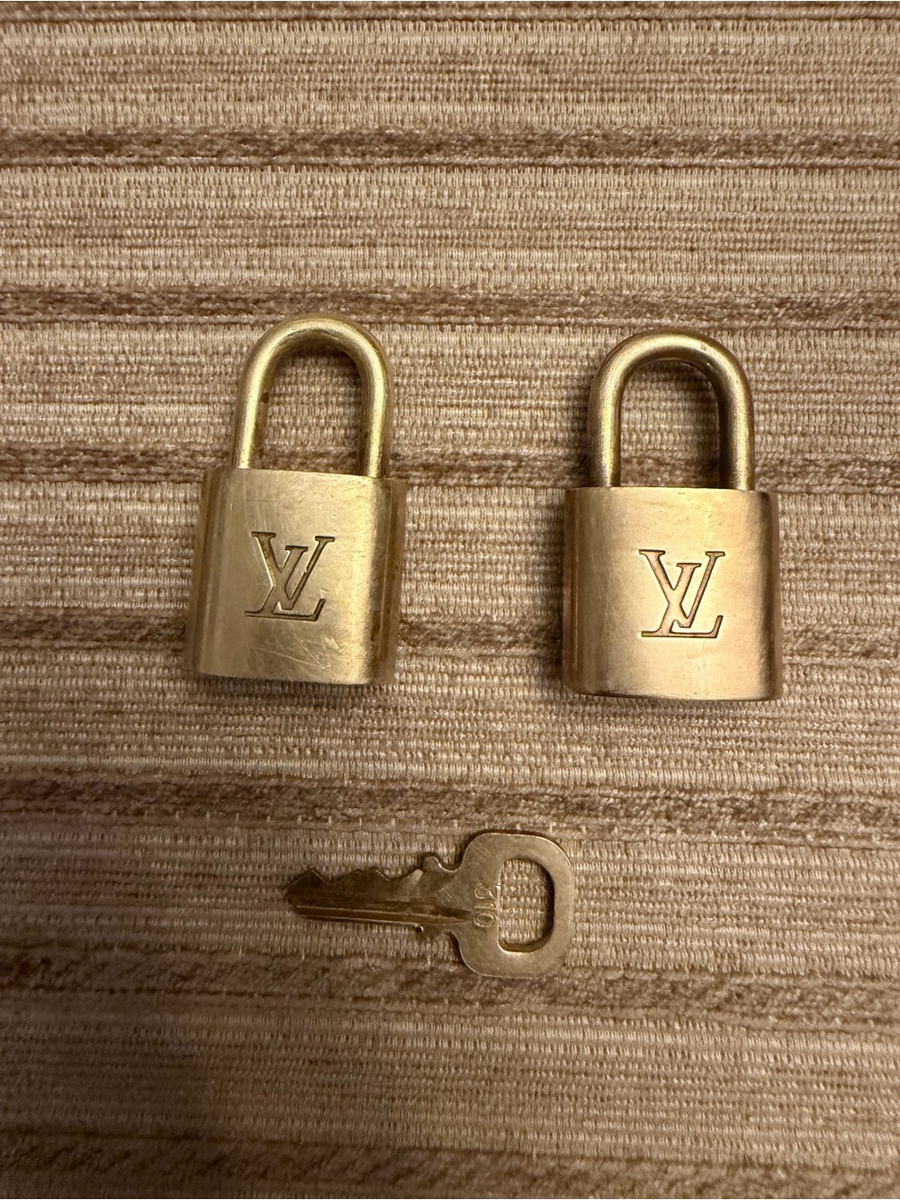 Louis Vuitton Gold Padlock Pair with Key #310
